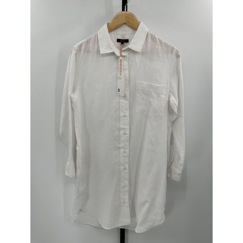 Quince White Long Linen Button-Up Tunic